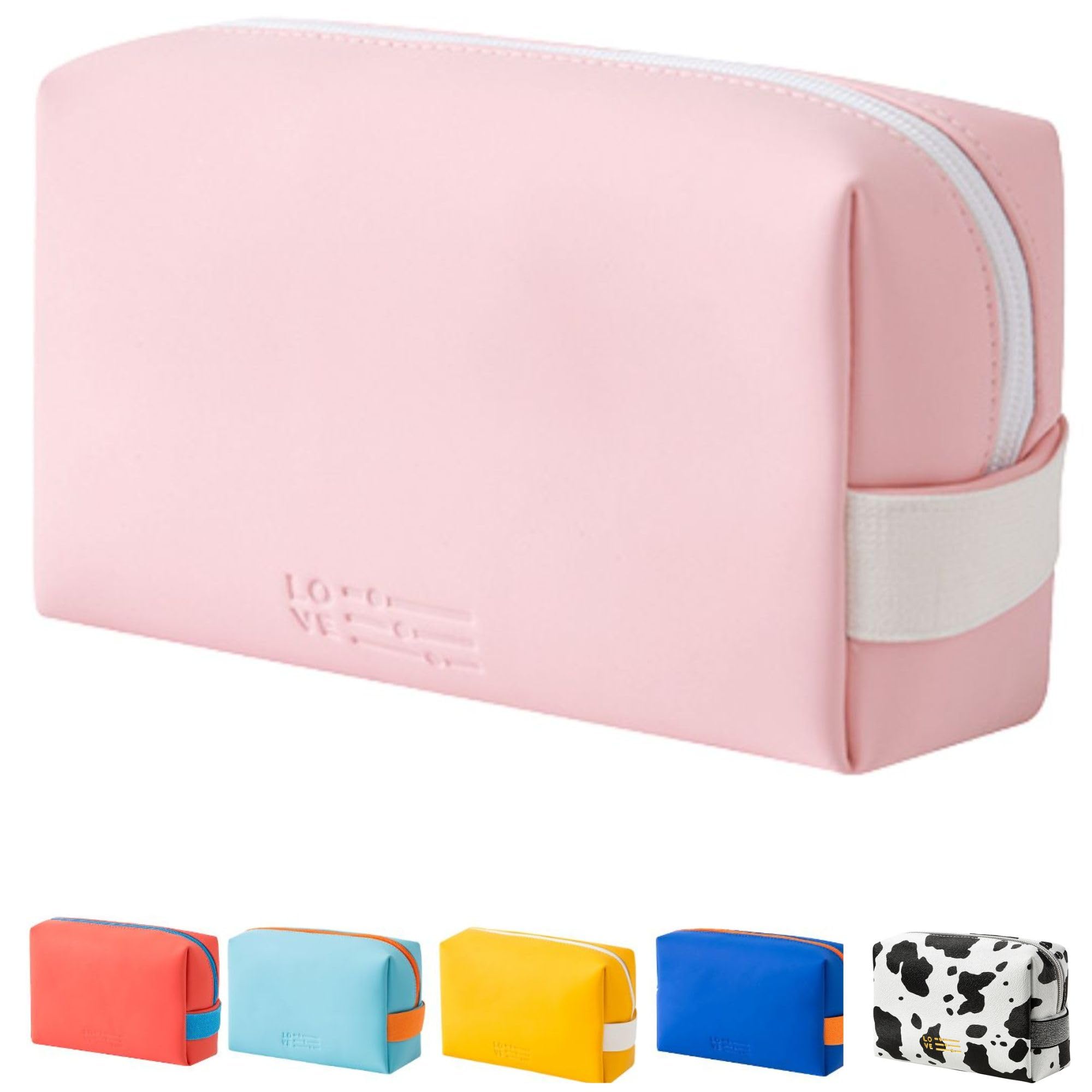 SOLI2 Neceser Pequeño para Almacenar Maquillaje, Organizador para Mujer, Estuche de Cosmeticos, Bolsa de Aseo de Viaje (Rosa)