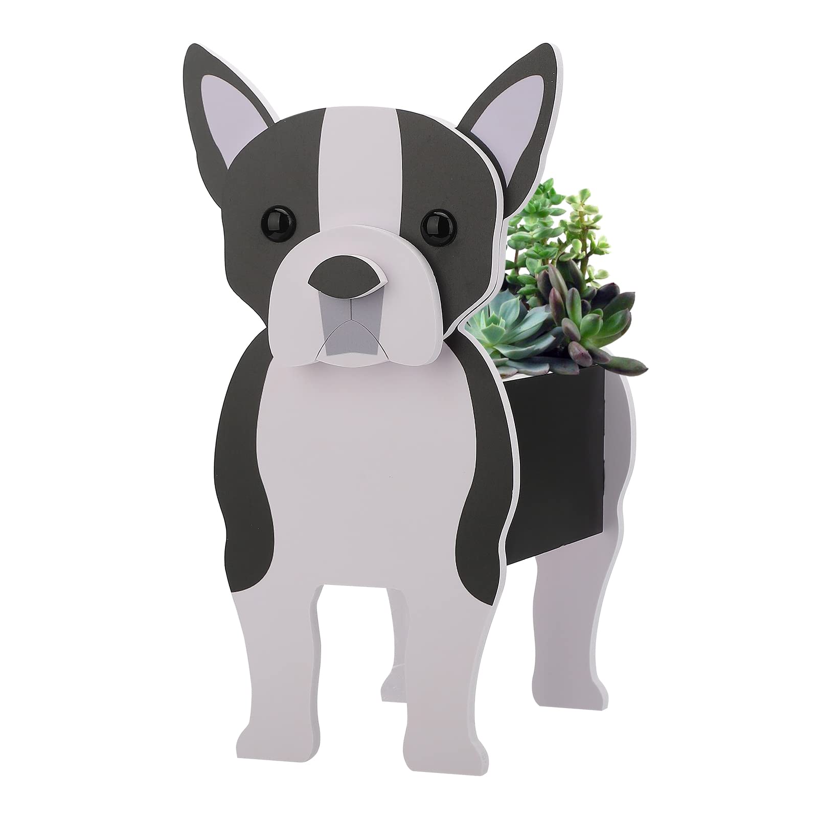 LIBOOI Cute Dog Planter Pots, Dog Succulent Planter, Plants Storage Container Plant Pots, 3D Animal-shape Plant Pot, Gardening Pots For Indoor/outdoor Garden, V-Boston Terrier Grower