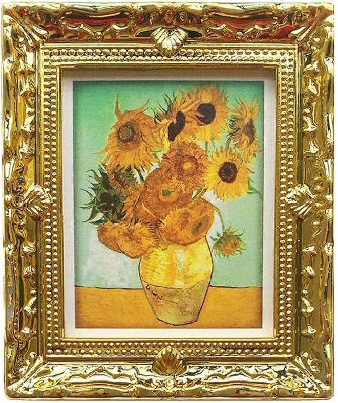 112 casa de muñecas modelo de pintura al óleo antiguo Manny marco de fotos mural de mano clásico decoración de pared casa de muñecas, pintura