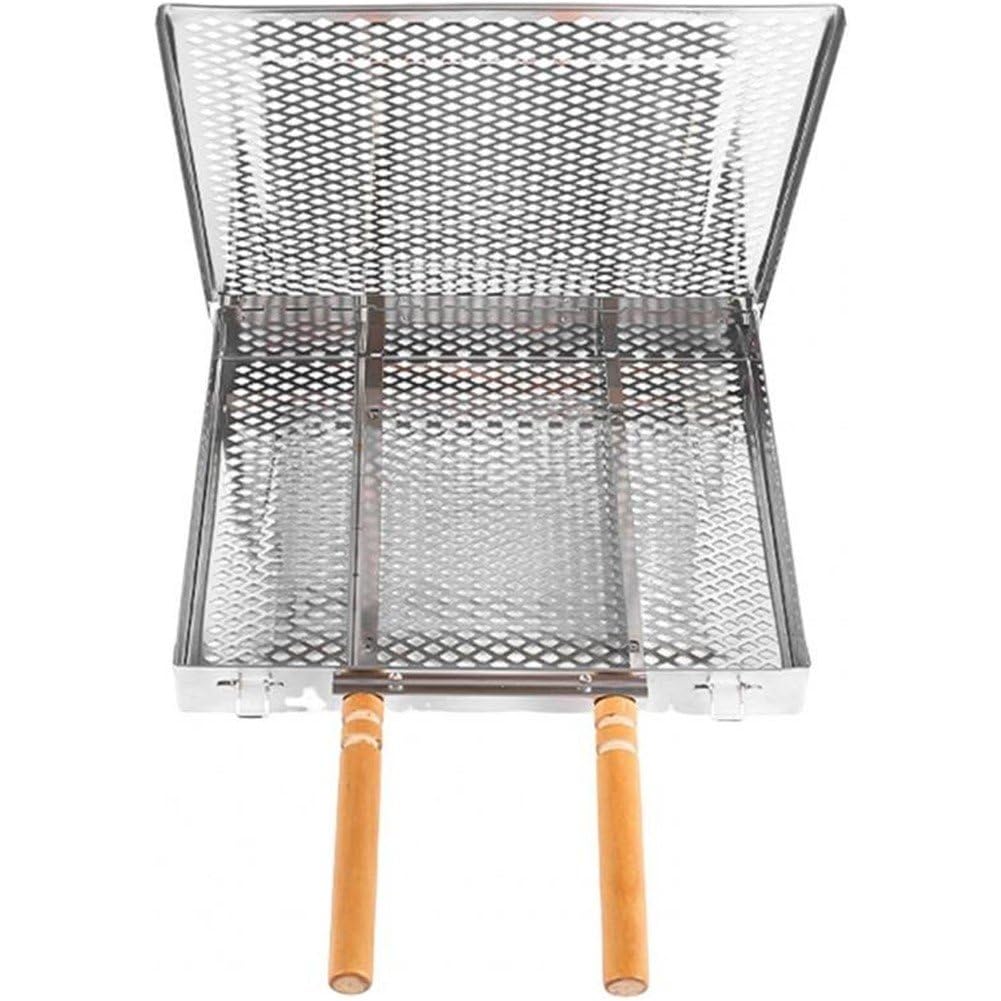 Dianzan Cestino per Grigliate Pieghevole Cestino per Grigliate di Pesce in Acciaio Inossidabile Rastrelliera per Barbecue Portatile Accessori Campeggio All'aperto per Pesce, Verdure, Gamberetti