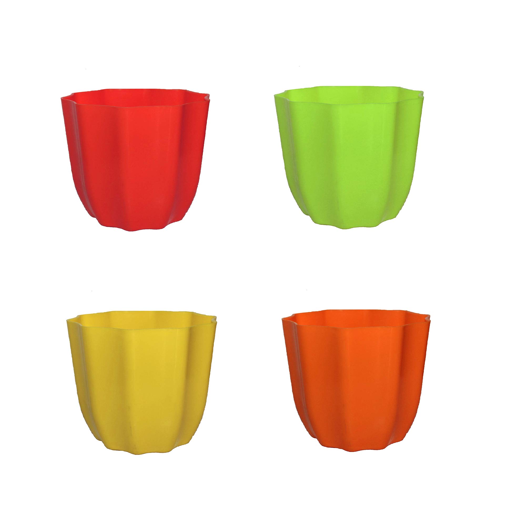 Kalfo Star Pot Plastic Flower Pot for Indoor and Outdoor Gardening 4" Inch (Multicolour, Pack of 4) (B08LS3ZYZC) Amazon Price History, Amazon Price Tracker
