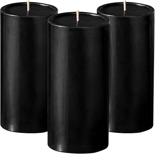 Simply Soson Juego de 3 velas de pilar negras de 3 x 6 pulgadas, textura suave, velas negras sin perfume, velas antigoteo, velas de pilar de 3
