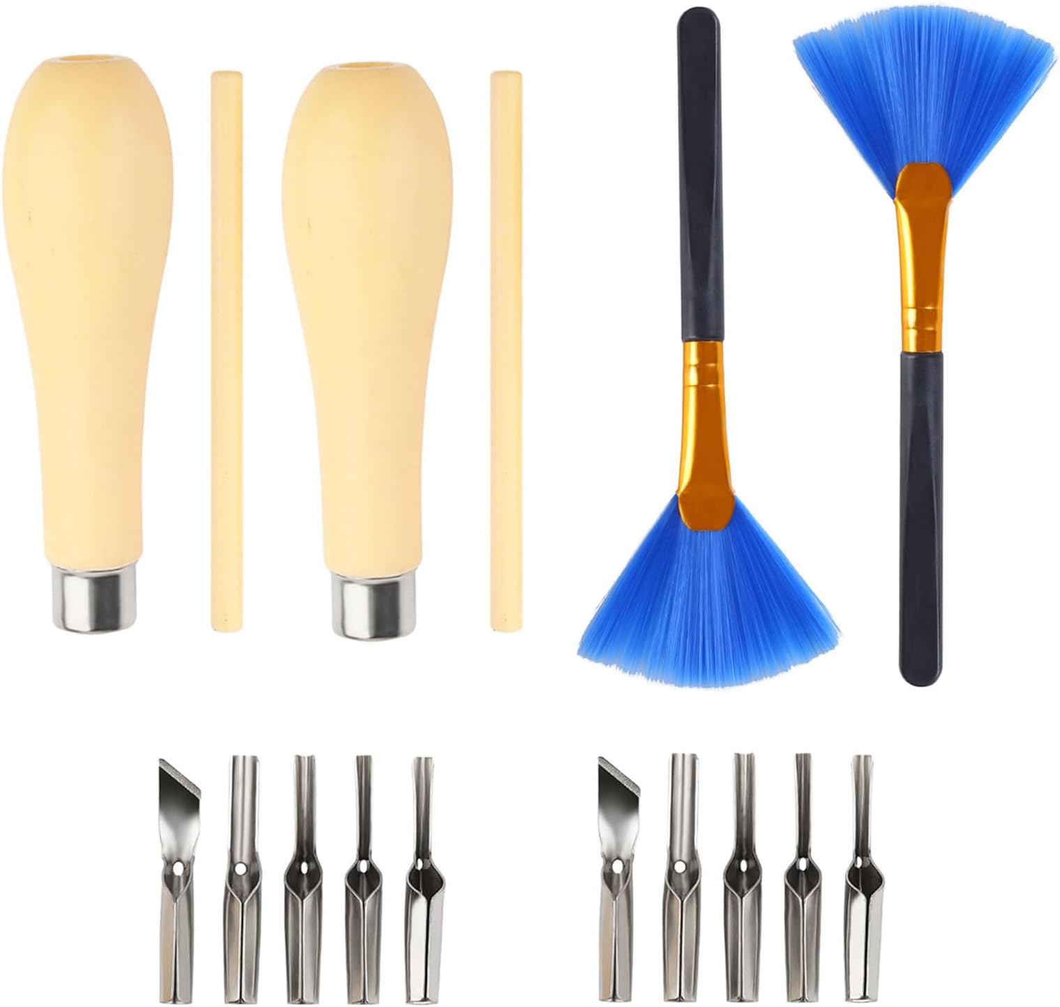 Lino Cutting Tools, Lino Cutting Printing Tool Kit with 10 Blades and 2 Cleaning Brushes, Linoleum Cutter Tools for Rubber,Printmaking Engraving, Lino Wood, and Handicrafts Engraving