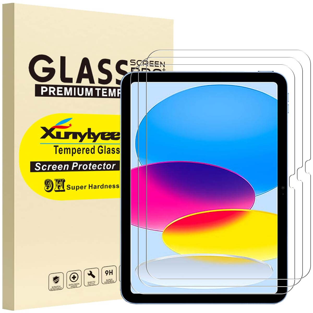 XunyLyee 3 Stück Panzer Schutz Glas für iPad A16 11. Generation 2025/ iPad 10. Generation 2022 (10.9 Zoll) Displayschutz Schutzfolie