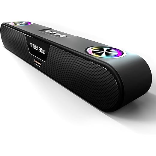 Bluetooth Soundbar with LED Display RGB Lighting FM Radio Di