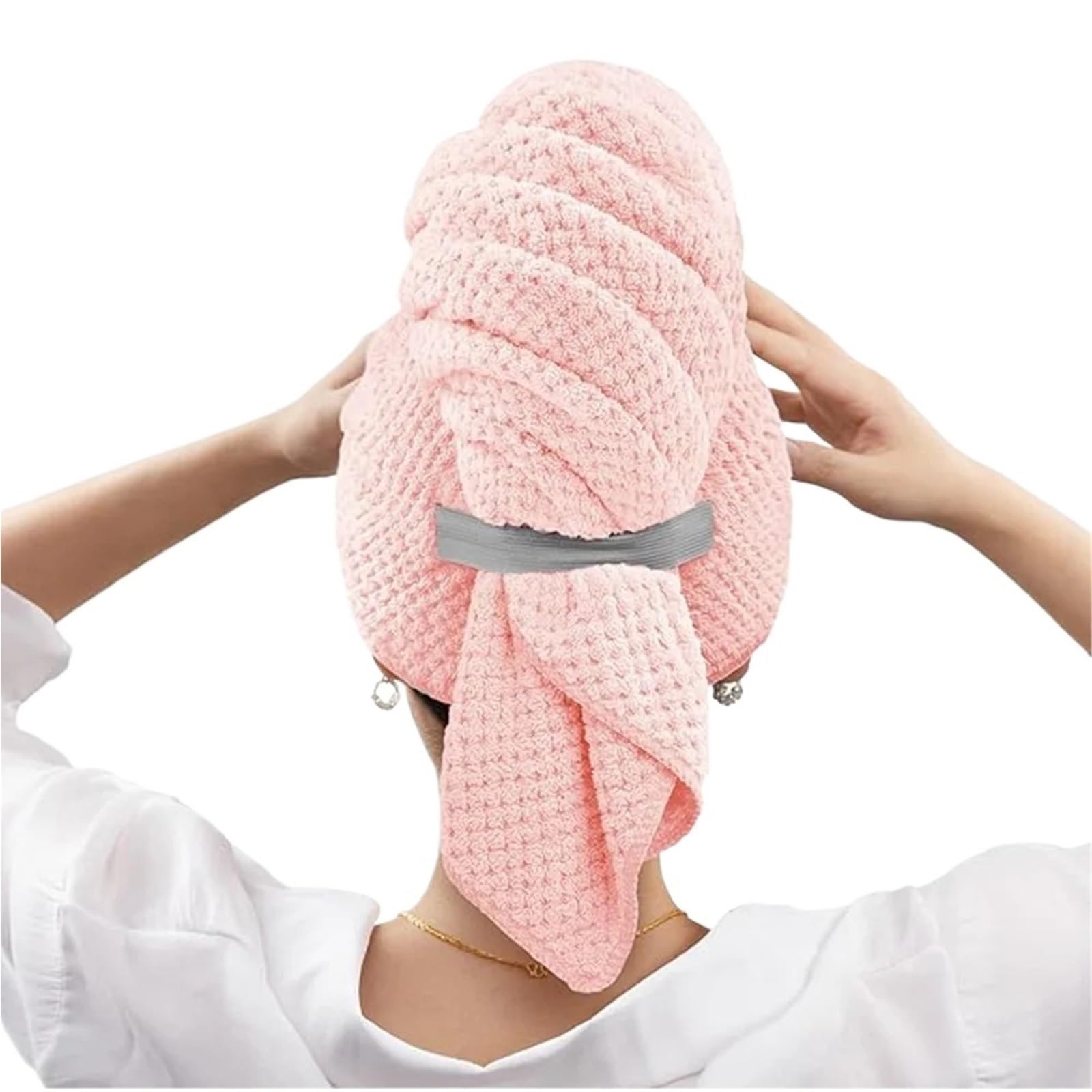 Missffcat 2pcs Extra Large Microfiber Hair Towel Wraps - Ultra Absorbent & Quick Dry Hair Turbans for Long Hair(Pink)