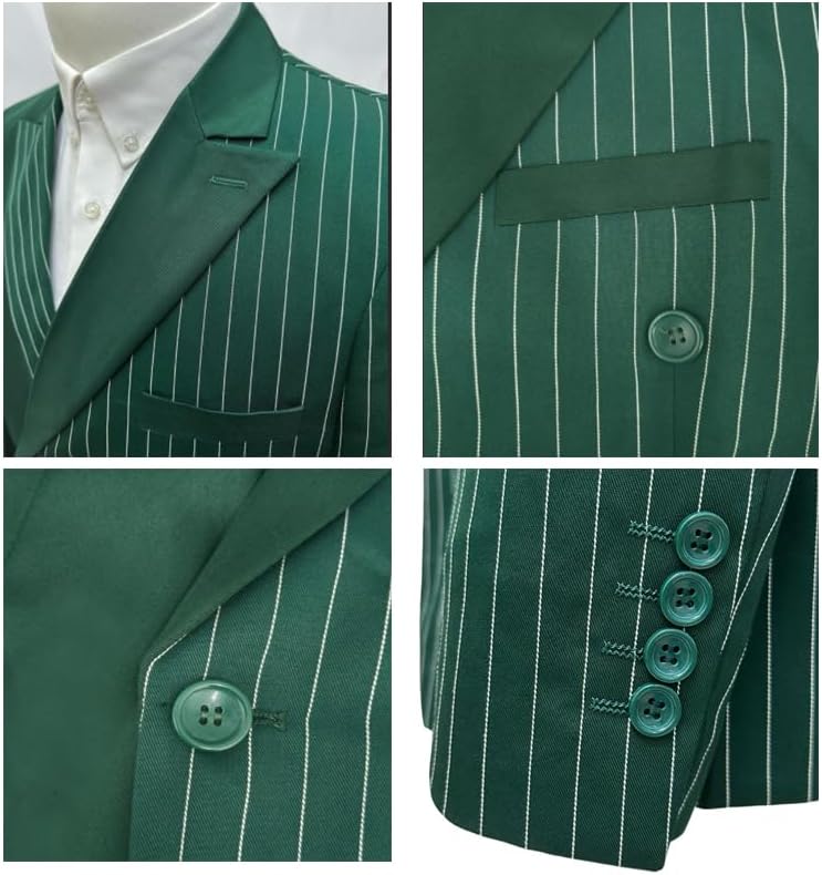 i·FineLong Men's Pinstripe 2 Piece Suit Set Double-Breasted Tuxedo Suit Jacket Pants,for Men Party Wedding & Business - Image 6