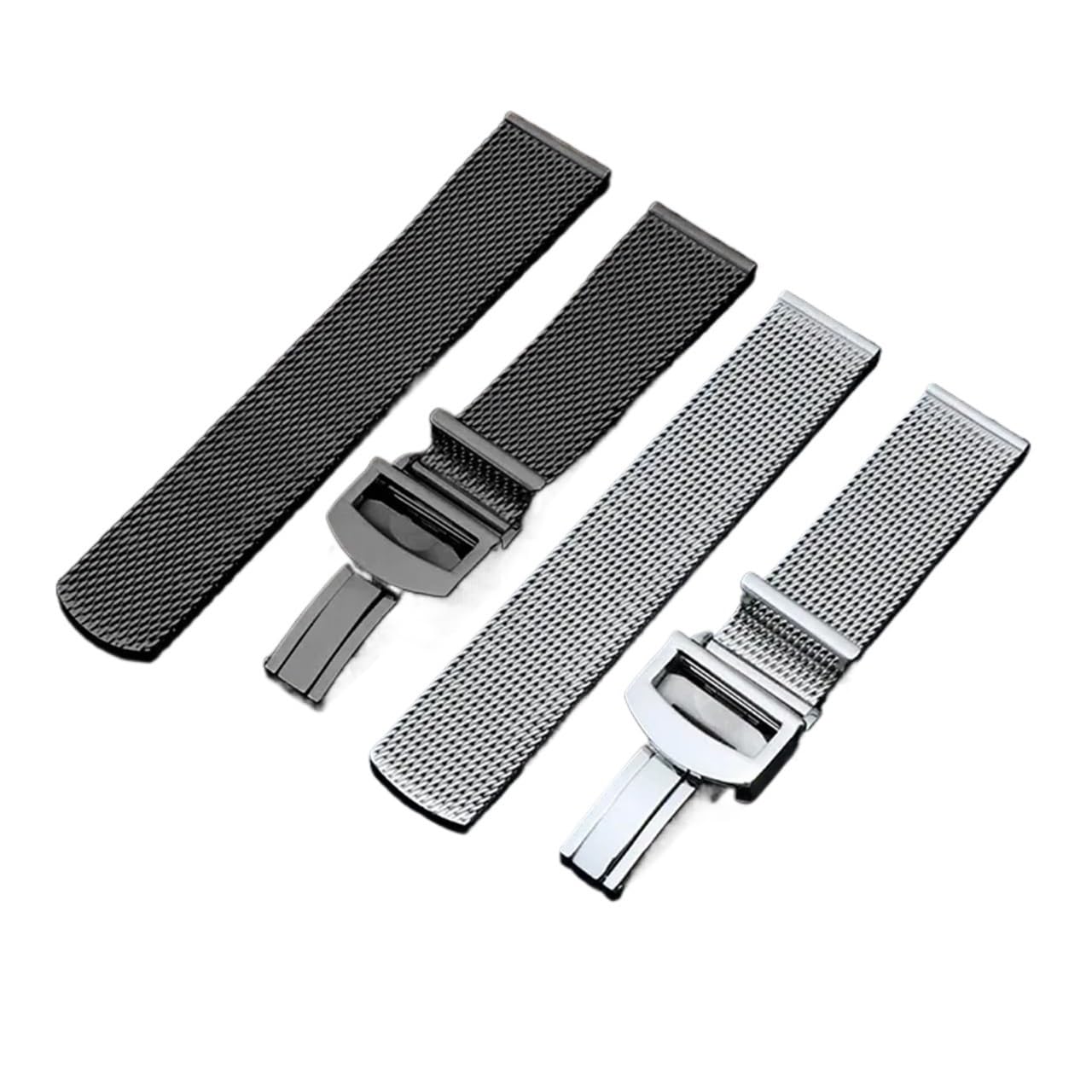 Generisch 20 mm 22 mm Milanaise-Armband aus Edelstahlgewebe, kompatibel mit Omega Seamaster 300 007 IWC PORTOFINO-Serie, Faltschließe mit Werkzeug