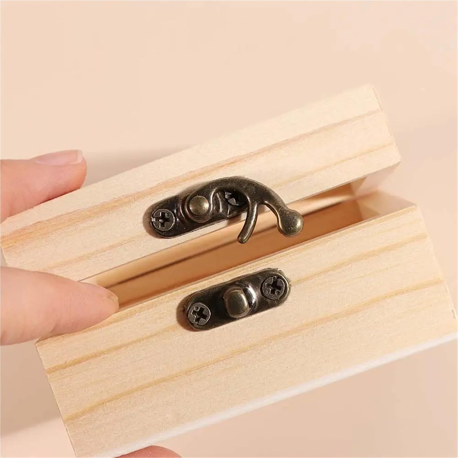 Wooden Storage Box with Hinged Lid 6pcs Rectangular Wooden Storage Box with Glass Lid, Retro Jewelry Organizer Dustproof Display Case image 2