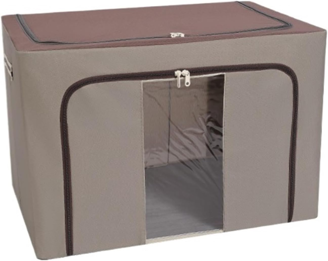 Storage Bins Storage Box Stackable and Foldable Clothes Organizer with Clear Window and Handle Storage Container(Purple,50 * 40 * 33cm)