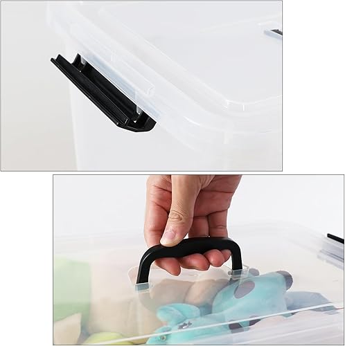 Miniatura 3 de Paquete de 4 cajas de almacenamiento transparentes de 17.5 cuartos de galón, contenedor de almacenamiento de plástico con tapas