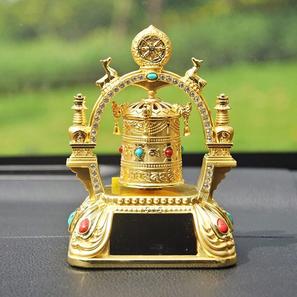 XIALON 11.8cm Creativity Zinc Alloy Car Interior Decoration Prayer Wheel Home Crafts Ornaments