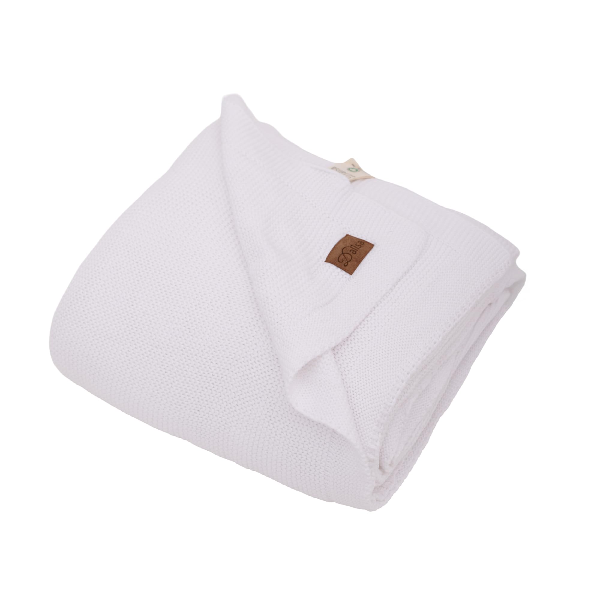 Dalisa Organic Turkish Cotton Throw Blanket 150 x 200 cm, White – GOTS Certified, Soft Knit for Sofa & Bed, Boho Vintage Design, Machine Washable