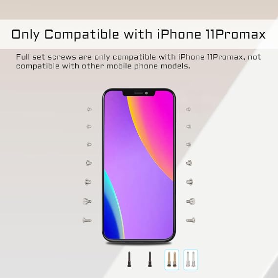 for iPhone 11 Pro Max Complete Full Screws Set Replacement | 5-Point Pentalobe Screws Repair with 4 Screwdrivers for 11PROMAX A2161 A2220 A2218