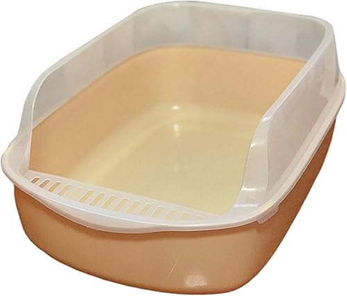 Bandeja de arena para gatos y mascotas, gran espacio, antisalpicaduras, inodoro para mascotas pequeñas, conejo, gatos de interior, color amarillo