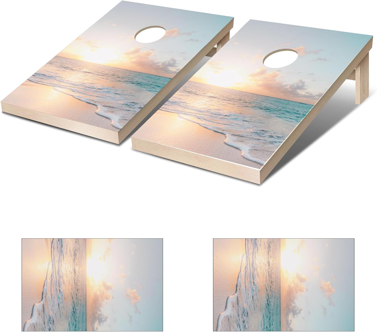 Cornhole Board Wraps Turquoise Sea at Sunset Cornhole Skins for Boards,3ft x 2ft Skin Decal Vinyl Wrap for Cornhole Game Board Bag Toss (2xpcs.)