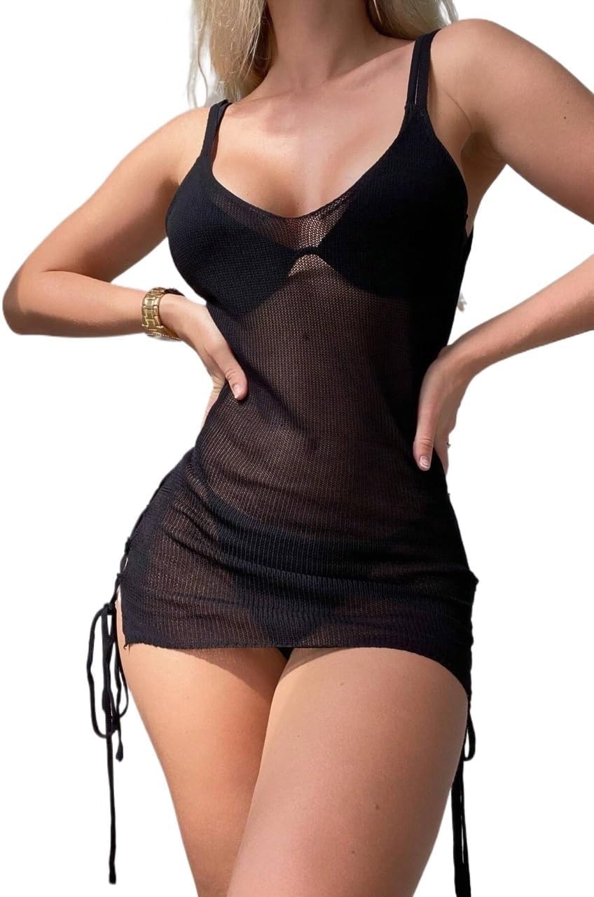 swimsuit coverup for women Sleeveless Summer Beach Tie Front Beach Cover Up