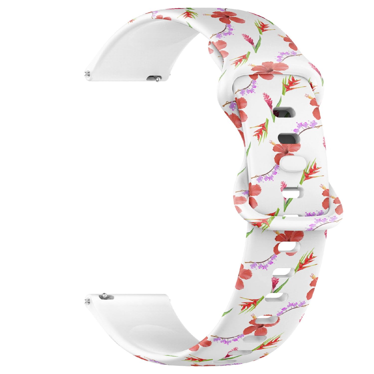 Compatible with Garmin Fenix 7/7 Pro, Fenix 6/6 Pro, Fenix 5/5 Plus, Epix (Gen2) / Epix Pro (Gen2), 22mm Sport Watch Band (Red Pink Ginger Hibiscus Purple) Silicone Soft Strap Bracelet