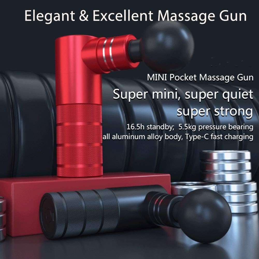 Massage Gun Personal Massagers Handheld Gun Massager Deep Tissue Massage Portable Muscle Massager Mini Pocket Fascial Gun 4 Massage Heads 4 Speeds for Office Home Workouts (Mini Massage Gun Black)