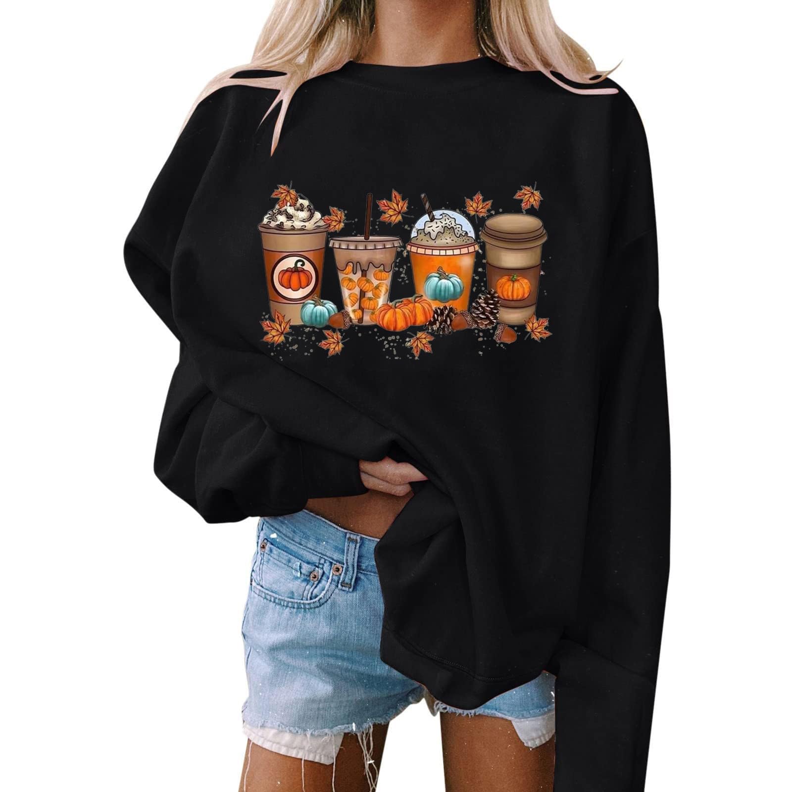 WerulenWomen Halloween Pullover Sweatshirt Long Sleeve Cute Pumpkin Graphic Print Tops Fall Casual Loose Fit Shirt Hoodies