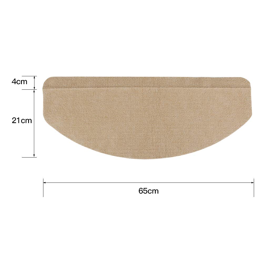 Autocollant - Tapis d'escalier pour intérieur,Lot de 15 Marchettes d'escalier Antidérapant Autocollante Moquette de marches Tapis de Protection d'escalier de Non-glissière,65*21*4cm(marron (15))