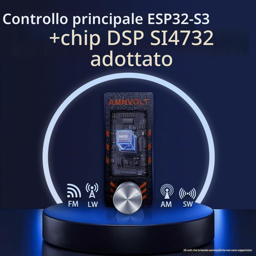 Eawfgtuw Mini SI4732 - Ricevitore radio DSP a banda completa con controllo Hi-Z ESP32-S3 integrato, AM, FM, LSB, modalità USB, funzione AGC/ATT, schermo IPS a colori da 1,9 pollici, altoparlante da 1