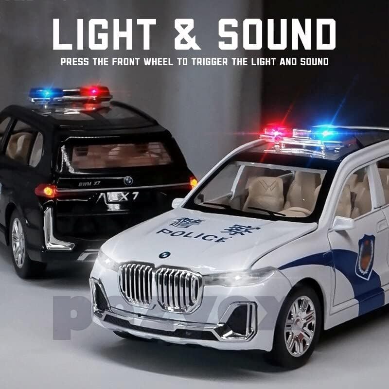 Image of 1:32 B-M-W X7 Police Model Diecast Metal Pullback Toy car with Openable Doors & Light, Music Boys car for Kids Best Toys Gifts. (White)