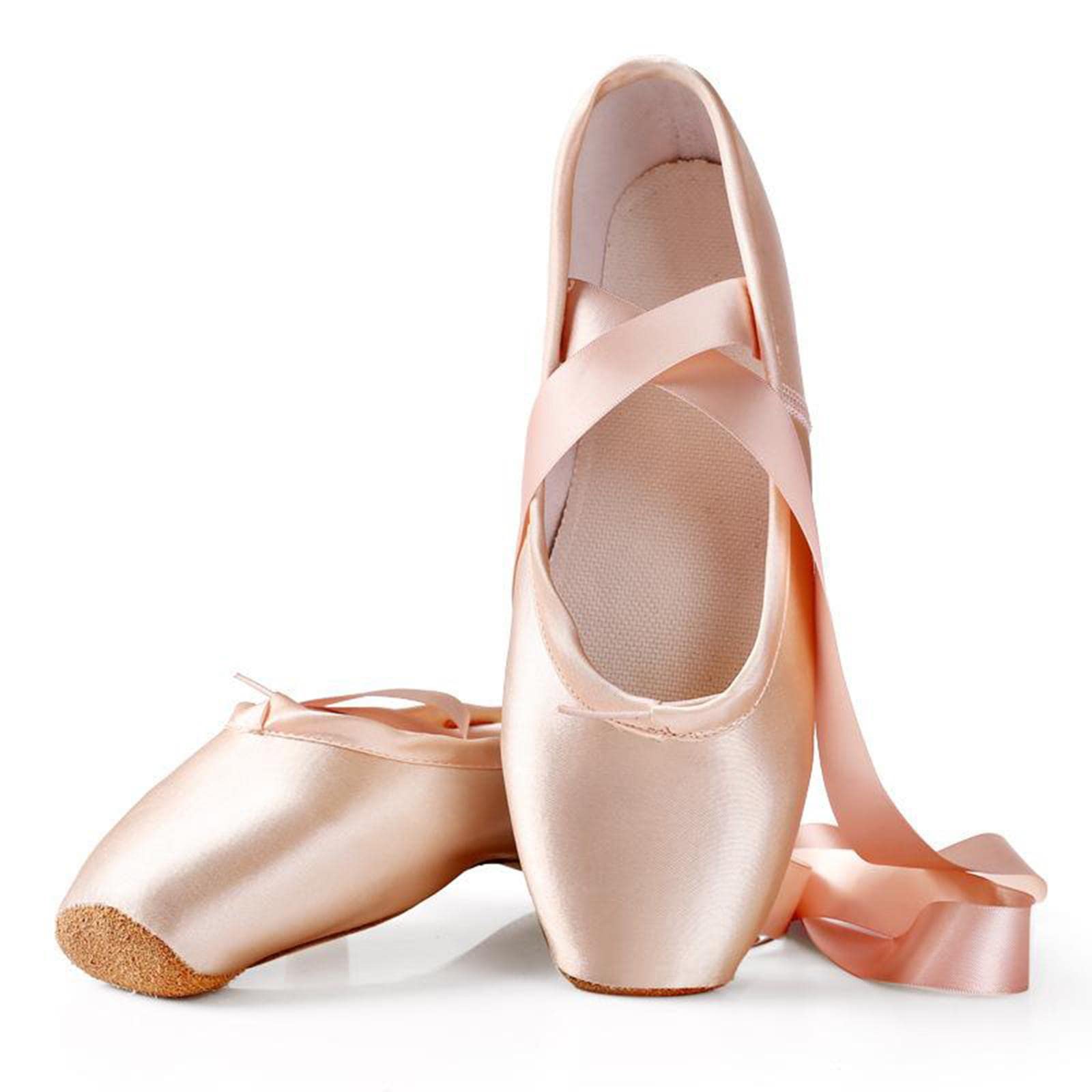 Women Girl Ballet Dance Shoes Satin Pointe Suede Sole Yoga Shoe Dancewear 36