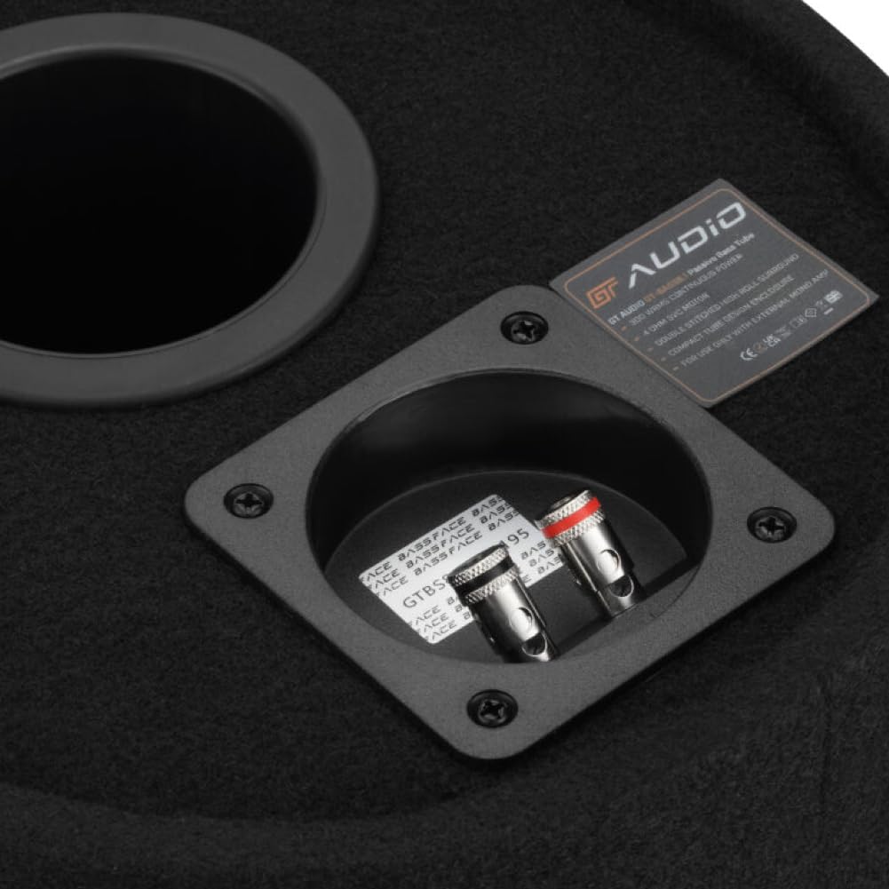 KIT SET PER BASS FACE GT AUDIO GT-BASS8.1, 1 subwoofer a tubo bass reflex con sub da 20 cm 200 mm 8", 300 watt rms e 600 watt max, 4 ohm, bagagliaio, per auto, 1 pezzo