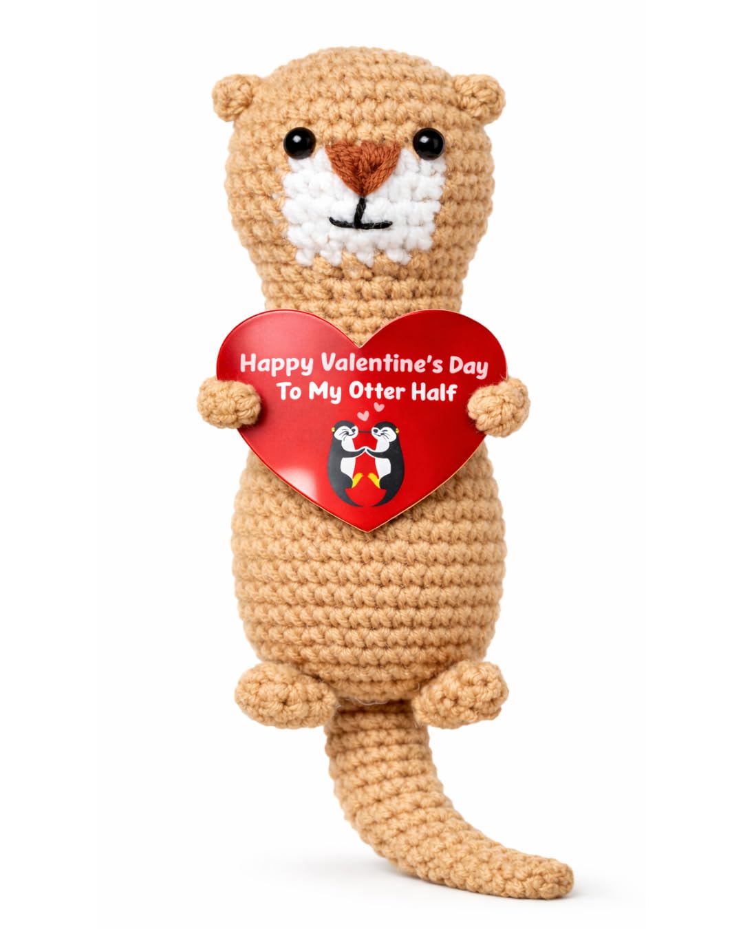 Cute Crochet Otter Valentine’s Day Gift – Handmade Love Otter Holding Heart – Romantic “to My Otters Half” Gift for Him or Her – Valentine Keepsake for Wife, Husband, Girlfriend or Boyfriend