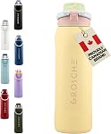GROSCHE Kamloops Chug Bouteille d'eau isolée à l'huile – Acier inoxydable, flocons étanches – Idéal pour le gymnase, école, voyage, randonnée, aventures en plein air & Voie quotidienne – Jaune, Lemon Sorbet, 24 F. Oz