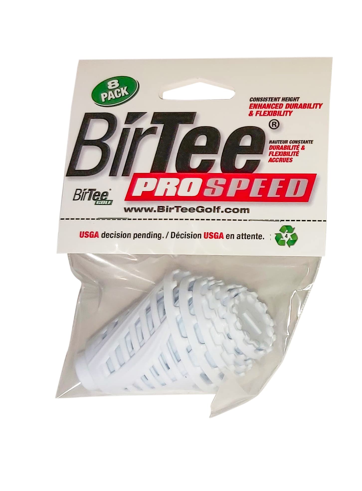 BirTee Golf Tees - PRO Speed Version with Enhanced Durability - 8 Pack. Indoor Golf Tees/Golf Simulator Tees/Winter Plastic Golf Tees