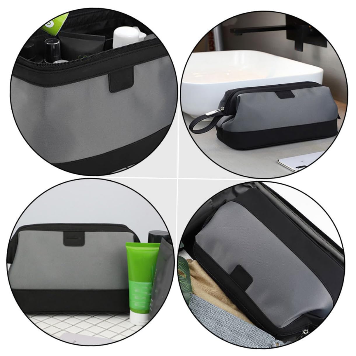 FRCOLOR Borsa da Toilette da Uomo in Nylon Design Multi-scomparto Resistente per Viaggio e Utilizzo Quotidiano