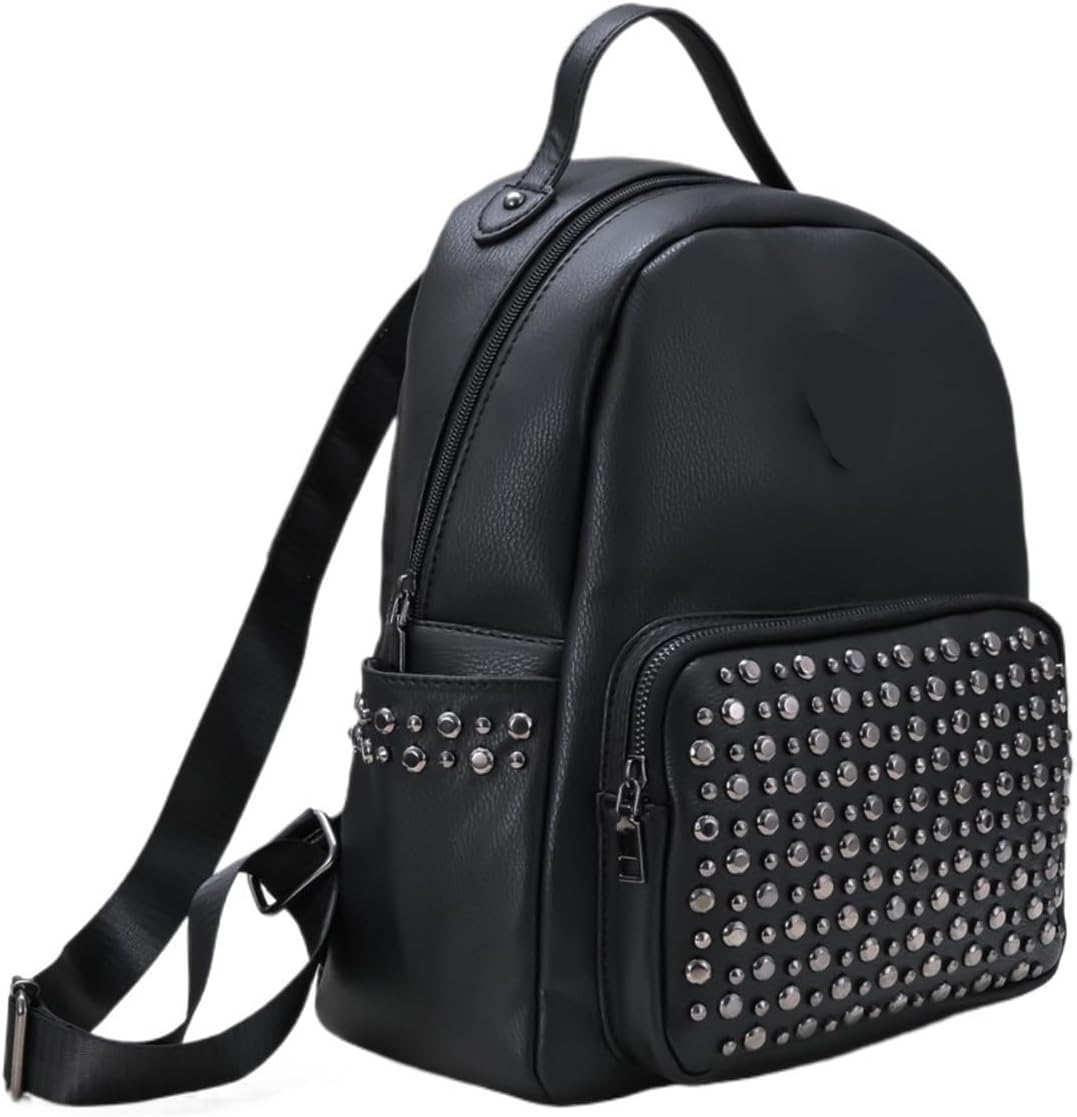 Rivet Backpack Soft Leather Casual Students Rivets Rucksacks Rivet Backpack Travel Backpacks for women