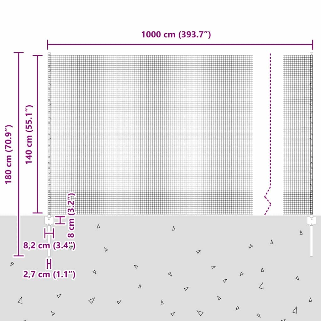 vidaXL Ogrodzenie z drutu spawanego z słupkami 10 x 1,4 m Szary Siatka