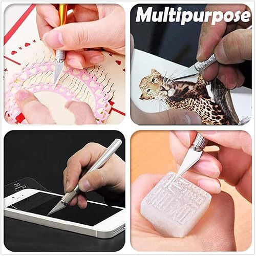 Vabogu 1 Pieces Craft Knife Hobby Knife 10Pieces Blades For Crafting And Cutting Carving Scrapbooking Art Work Cutting With Safety Cap And Craft Ruler And (Purple) #TOP5