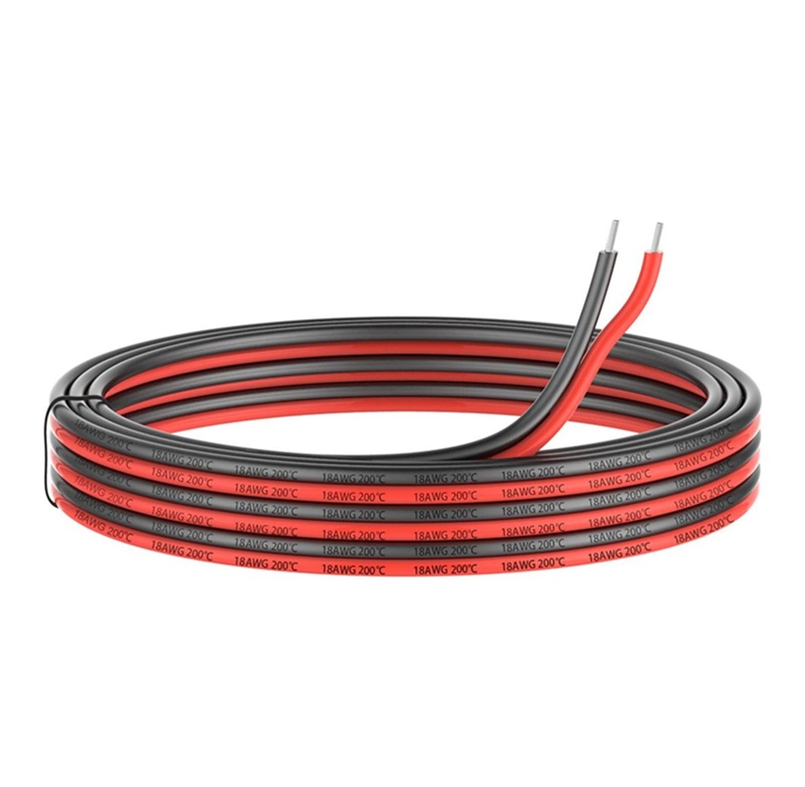 Cable eléctrico de Silicona de 2 Pines Extension18awg Negro y Rojo Línea de Cable Paralelo de 2 Conductores Longitud Flexible Suave Leisurely (Size : 7M, Color : 18 AWG)