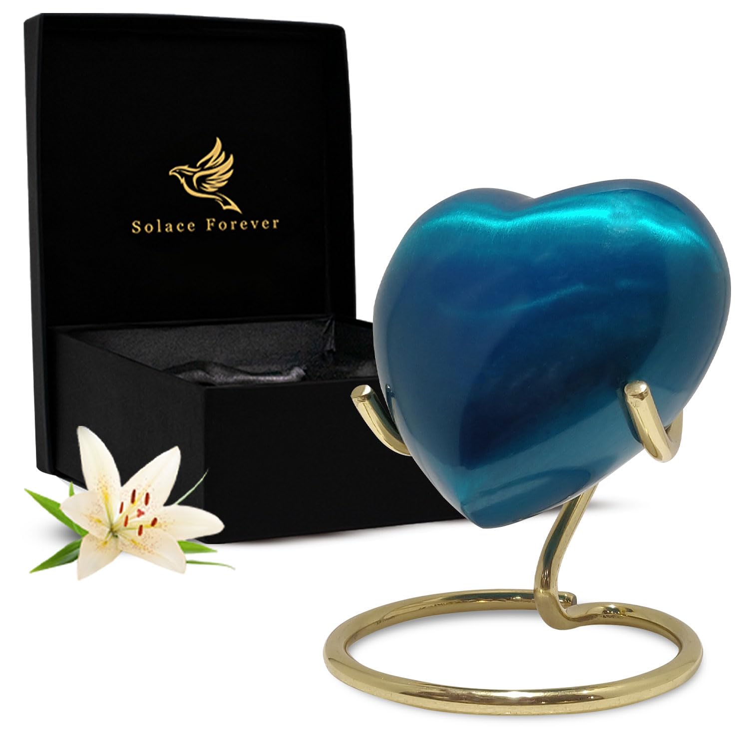 Small Urns for Ashes for Women & Men - Heart Urn for Human Ashes with Stand - Mini Urns Heart Shaped - Honor Your Loved One with Keepsake Urn for Male, Female, Baby & Infants (Blue, Small)