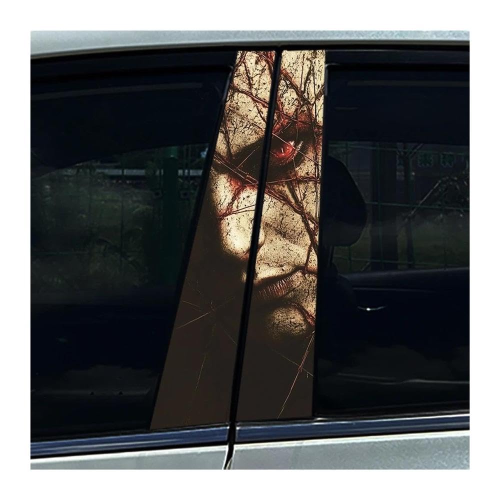 Body Parts 2pcs Car B Pillar Sticker Hellraiser Halloween Decoration Center Column Waterproof Decals(C)