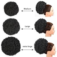 Vista 3 de Extensión de cola de caballo afro con cordón, corta sintética afro rizada para cabello natural, clip de cabello rizado con cordón, moño