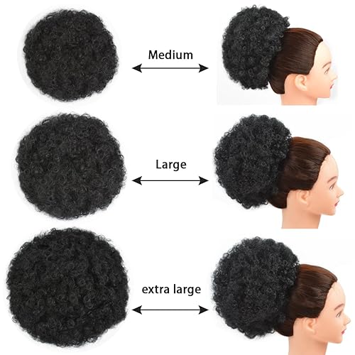 Miniatura 3 de YTBYT Extensión de cola de caballo afro con cordón, corta sintética afro rizada para cabello natural, clip de cabello rizado con cordón, moño