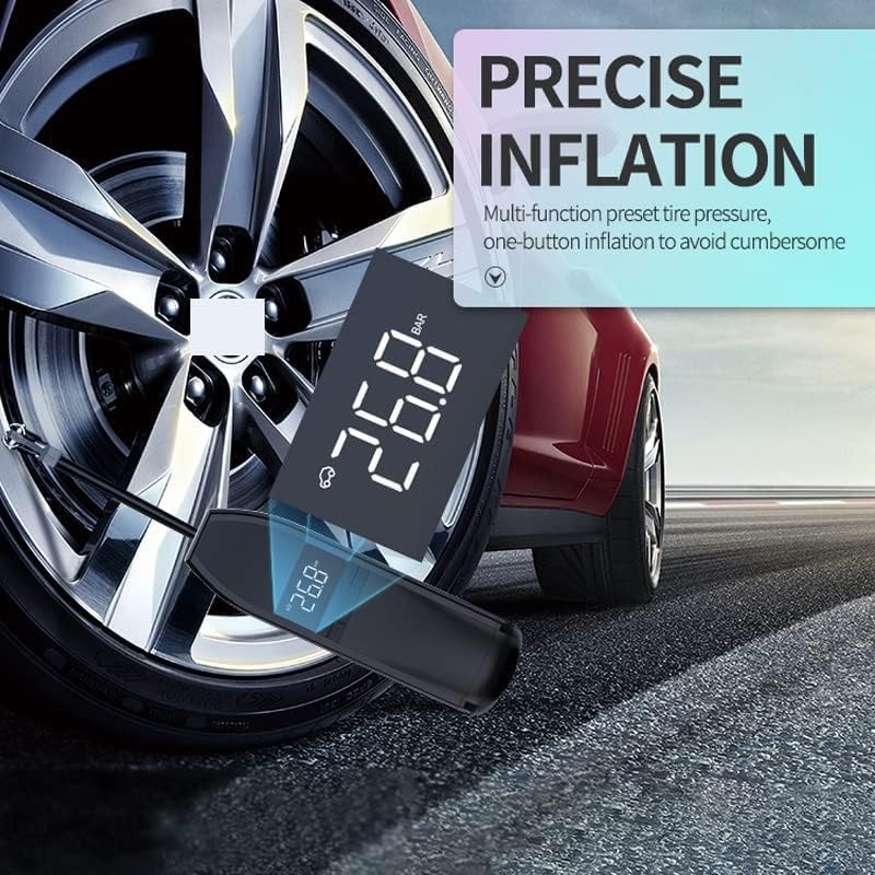 デジタルカータイヤインフレータ車ポンプミニ車空気圧縮機充電式 12V 150PSI 車空気インフレータポンプ LED ライト付きタイ