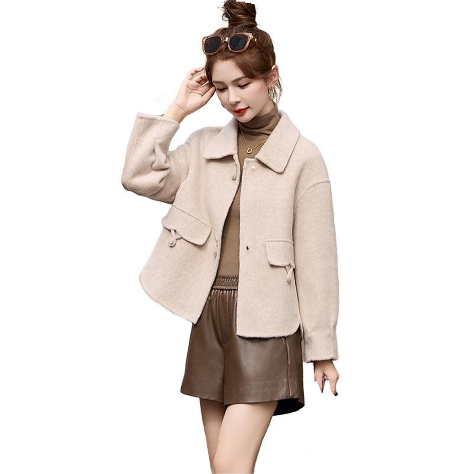 Women's Short Wool Coat for Autumn and Winter