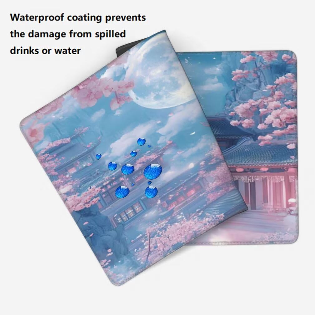 Tappetino Mouse XXL 1000x500mm Paesaggio Grande Mouse Pad, Tappetino Scrivania con Bordi Cuciti, Grande Mousepad Gaming con Base Antiscivolo per Giocatori, Ufficio e Casa (Luna Piena) -MP1568