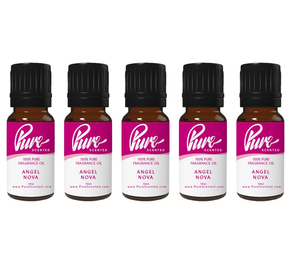 Pure Scented 50ml Fragrance Oils - 5 x 10ml Suitable for Candles, Soaps, Slime, Diffusers, Cosmetics, Wax Melts, Designer (5 x 10ml, Cherub Nova)