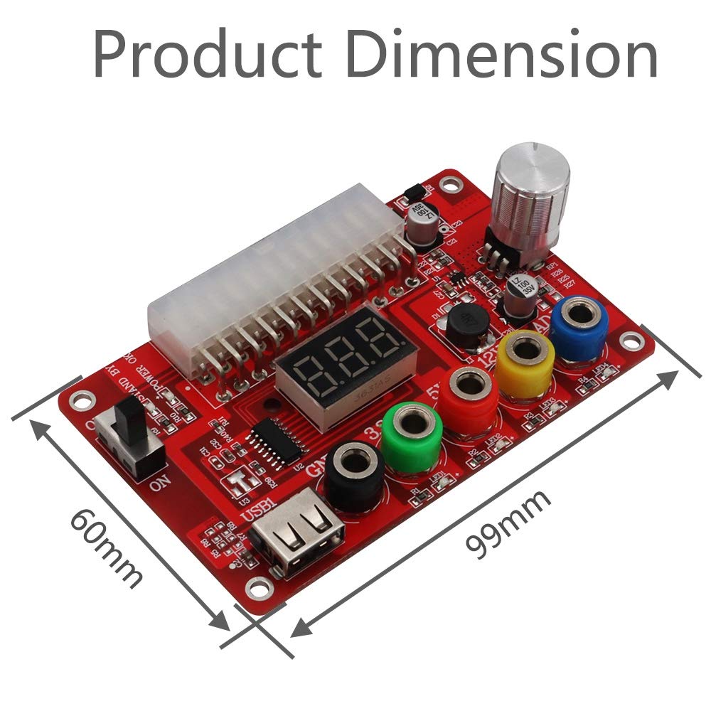 ATX 24Pin Power Breakout Board con Manopola di Tensione Regolabile ADJ e Regolatore di Tensione Kit Guscio Acrilico