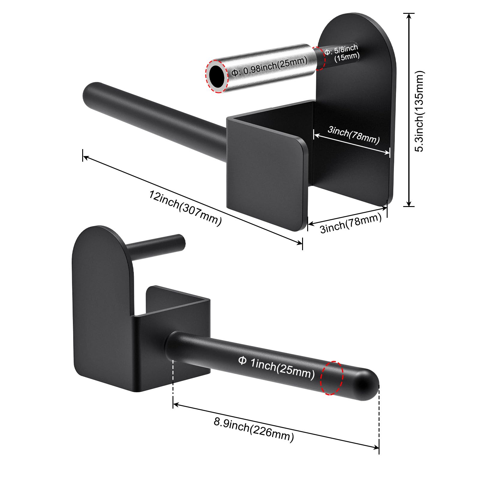 Kipika Soporte para placa de alimentación de 2 x 2 y 3 x 3 pulgadas, almacena platos estándar y olímpicos, compatible con discos de peso estándar de 1 pulgada y olímpicos de 2 pulgadas, juego de 2