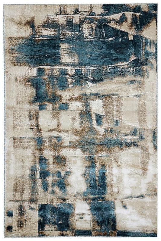 Image of Modern 4x6 Feet (120x180 CM) Silk Touch Carpet for Living Room | Washable Anti-Skid | Multicolor Abstract Art Pattern | Stain-Resistant Floor Rug for Drawing Room Hall