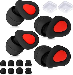 loraleo 2 Pack Sleeping Earplugs Silicone Noise Reduction Ear Plugs Sound Blocking Ear Plugs Noise Cancelling Ear Plugs with 10 Ear Caps Anti-Snoring for Sleeping, Flights