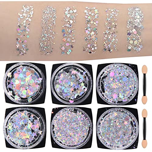 6 Farben Glitzer Make Up füR Gesicht KöRper und Haare KöRper Glitzer Sequin füR Musik Festival Masquerade Party Clubs Cover